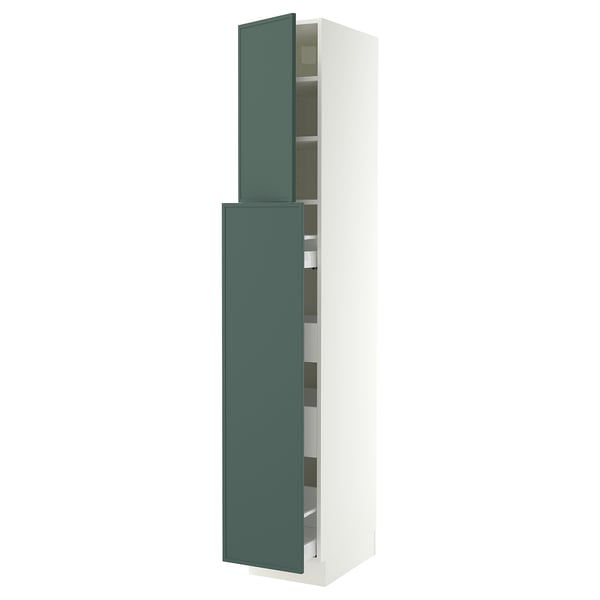 SEKTION / MAXIMERA Hc w p-o func 4drw/1dr/2shlv, white/Aspudden dark gray-green, 15x24x90 "