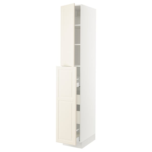 SEKTION / MAXIMERA Hc w p-o func 4drw/1dr/2shlv, white/Bodbyn off-white, 15x24x90 "
