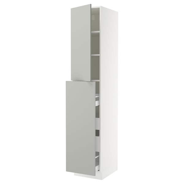 SEKTION / MAXIMERA Hc w p-o func 4drw/1dr/2shlv, white/Havstorp light gray, 18x24x90 "