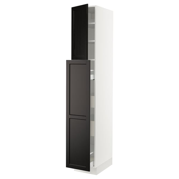 SEKTION / MAXIMERA Hc w p-o func 4drw/1dr/2shlv, white/Lerhyttan black stained, 15x24x90 "