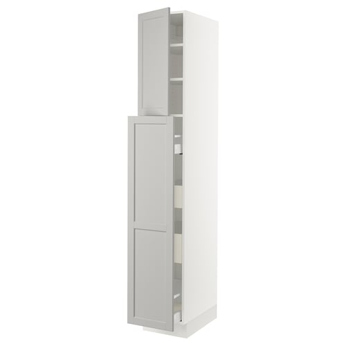 SEKTION kitchen cabinet - white with grey doors, classic style, adjustable shelves.