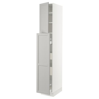 SEKTION kitchen cabinet - white with grey doors, classic style, adjustable shelves.