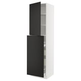 SEKTION / MAXIMERA Hc w p-o func 4drw/1dr/2shlv, white/Nickebo matte anthracite, 24x24x90 "
