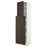 SEKTION / MAXIMERA Hc w p-o func 4drw/1dr/2shlv, white/Sinarp brown, 24x24x90 "