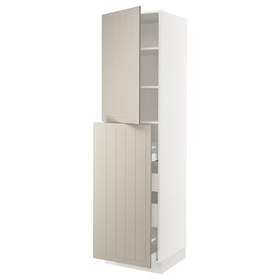 SEKTION / MAXIMERA Hc w p-o func 4drw/1dr/2shlv, white/Stensund beige, 24x24x90 "