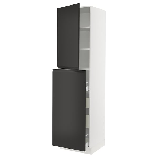 SEKTION / MAXIMERA Hc w p-o func 4drw/1dr/2shlv, white/Upplöv matte anthracite, 24x24x90 "