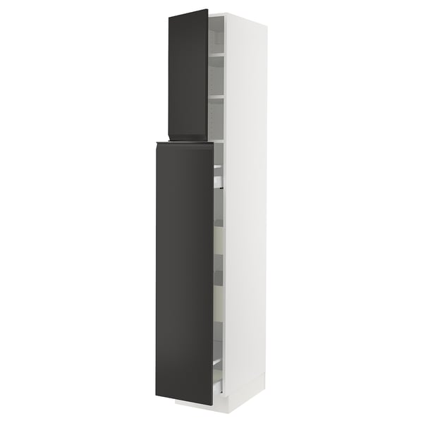 SEKTION / MAXIMERA Hc w p-o func 4drw/1dr/2shlv, white/Upplöv matte anthracite, 15x24x90 "