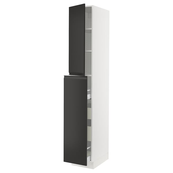 SEKTION / MAXIMERA Hc w p-o func 4drw/1dr/2shlv, white/Upplöv matte anthracite, 15x24x90 "