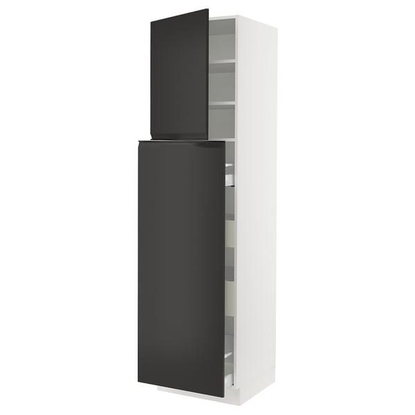 SEKTION / MAXIMERA Hc w p-o func 4drw/1dr/2shlv, white/Upplöv matte anthracite, 24x24x90 "