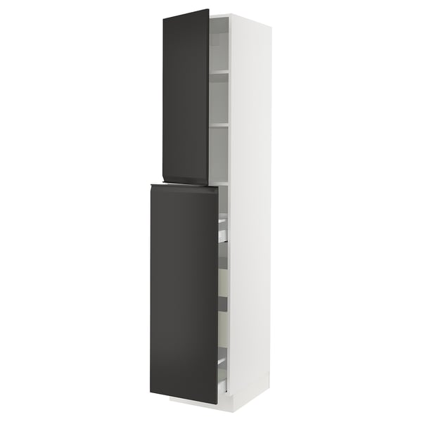 SEKTION / MAXIMERA Hc w p-o func 4drw/1dr/2shlv, white/Upplöv matte anthracite, 18x24x90 "