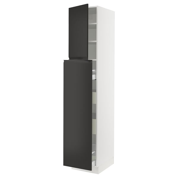 SEKTION / MAXIMERA Hc w p-o func 4drw/1dr/2shlv, white/Upplöv matte anthracite, 18x24x90 "