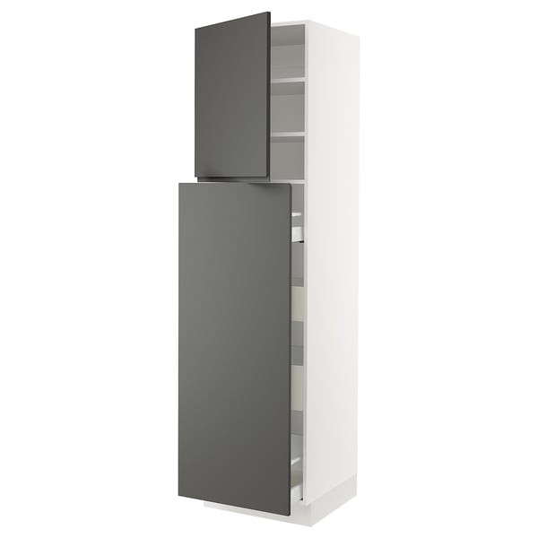 SEKTION / MAXIMERA Hc w p-o func 4drw/1dr/2shlv, white/Voxtorp dark gray, 24x24x90 "