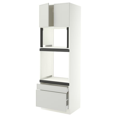 SEKTION / MAXIMERA Hi cab f oven/micro w 2 drwrs/2 drs, white/Aspudden light gray, 30x24x90 "