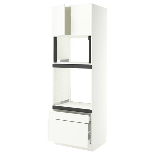 SEKTION / MAXIMERA Hi cab f oven/micro w 2 drwrs/2 drs, white/Aspudden matte white, 30x24x90 "