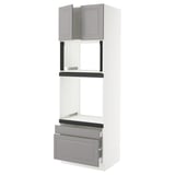 SEKTION / MAXIMERA Hi cab f oven/micro w 2 drwrs/2 drs, white/Bodbyn gray, 30x24x90 "