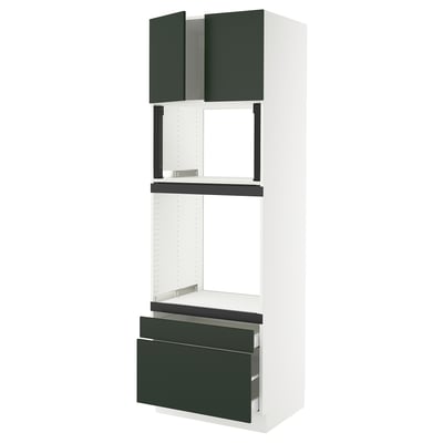 SEKTION / MAXIMERA Hi cab f oven/micro w 2 drwrs/2 drs, white/Havstorp deep green, 30x24x90 "