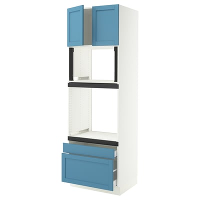 SEKTION / MAXIMERA Hi cab f oven/micro w 2 drwrs/2 drs, white/Lerhyttan blue, 30x24x90 "