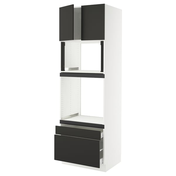 SEKTION / MAXIMERA Hi cab f oven/micro w 2 drwrs/2 drs, white/Nickebo matte anthracite, 30x24x90 "