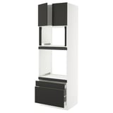 SEKTION / MAXIMERA Hi cab f oven/micro w 2 drwrs/2 drs, white/Nickebo matte anthracite, 30x24x90 "