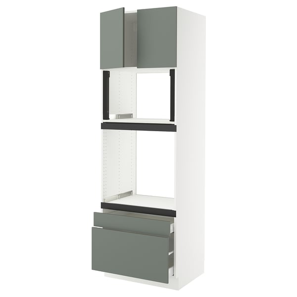 SEKTION / MAXIMERA Hi cab f oven/micro w 2 drwrs/2 drs, white/Nickebo matte grey-green, 30x24x90 "