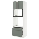 SEKTION / MAXIMERA Hi cab f oven/micro w 2 drwrs/2 drs, white/Nickebo matte grey-green, 30x24x90 "