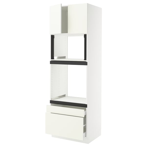 SEKTION / MAXIMERA Hi cab f oven/micro w 2 drwrs/2 drs, white/Vallstena white, 30x24x90 "