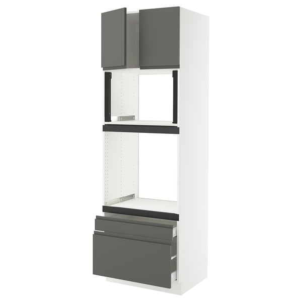 SEKTION / MAXIMERA Hi cab f oven/micro w 2 drwrs/2 drs, white/Voxtorp dark gray, 30x24x90 "