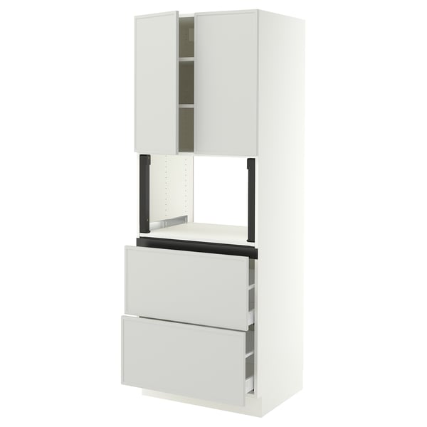SEKTION / MAXIMERA Hi cb f micro w 2 drawers/2 doors, white/Aspudden light gray, 30x24x80 "
