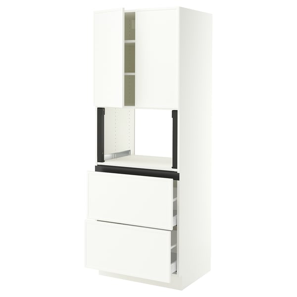 SEKTION / MAXIMERA Hi cb f micro w 2 drawers/2 doors, white/Aspudden matte white, 30x24x80 "