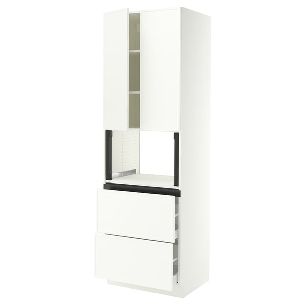 SEKTION / MAXIMERA Hi cb f micro w 2 drawers/2 doors, white/Aspudden matte white, 30x24x90 "