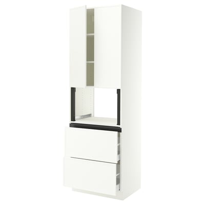 SEKTION / MAXIMERA Hi cb f micro w 2 drawers/2 doors, white/Aspudden matte white, 30x24x90 "