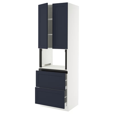 SEKTION / MAXIMERA Hi cb f micro w 2 drawers/2 doors, white Axstad/matte blue, 30x24x90 "