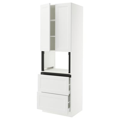 SEKTION / MAXIMERA Hi cb f micro w 2 drawers/2 doors, white/Axstad matte white, 30x24x90 "