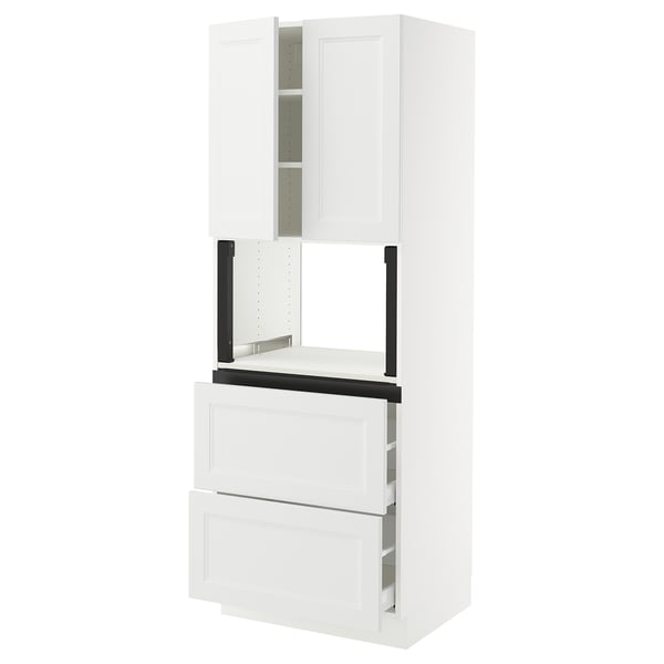 SEKTION / MAXIMERA Hi cb f micro w 2 drawers/2 doors, white/Axstad matte white, 30x24x80 "