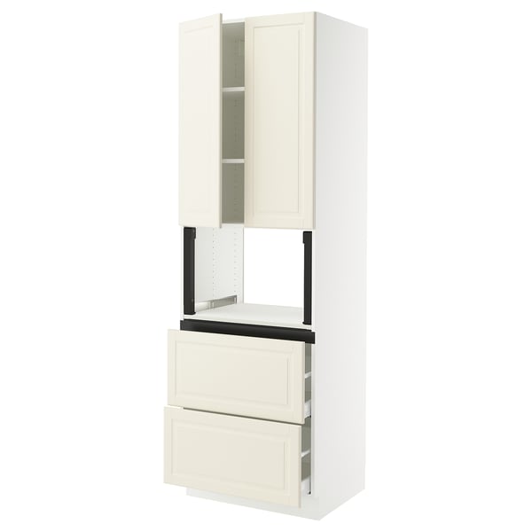 SEKTION / MAXIMERA Hi cb f micro w 2 drawers/2 doors, white/Bodbyn off-white, 30x24x90 "