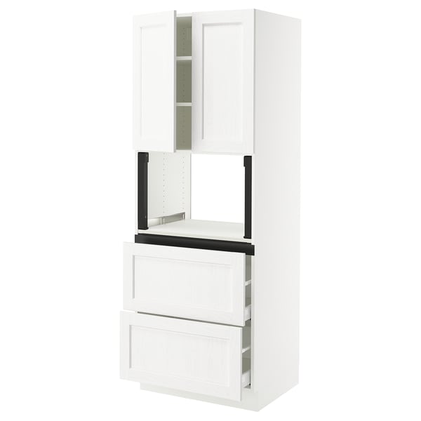 SEKTION / MAXIMERA Hi cb f micro w 2 drawers/2 doors, white Enköping/white wood effect, 30x24x80 "