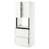 SEKTION / MAXIMERA Hi cb f micro w 2 drawers/2 doors, white Enköping/white wood effect, 30x24x80 "