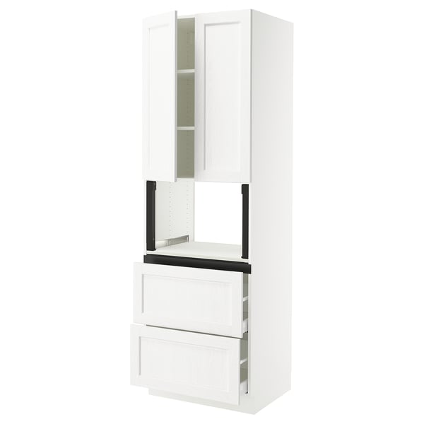 SEKTION / MAXIMERA Hi cb f micro w 2 drawers/2 doors, white Enköping/white wood effect, 30x24x90 "