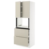 SEKTION / MAXIMERA Hi cb f micro w 2 drawers/2 doors, white/Havstorp beige, 30x24x80 "
