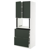 SEKTION / MAXIMERA Hi cb f micro w 2 drawers/2 doors, white/Havstorp deep green, 30x24x80 "