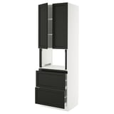 SEKTION / MAXIMERA Hi cb f micro w 2 drawers/2 doors, white/Lerhyttan black stained, 30x24x90 "