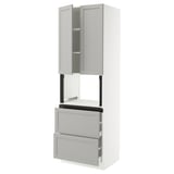 SEKTION / MAXIMERA Hi cb f micro w 2 drawers/2 doors, white/Lerhyttan light gray, 30x24x90 "
