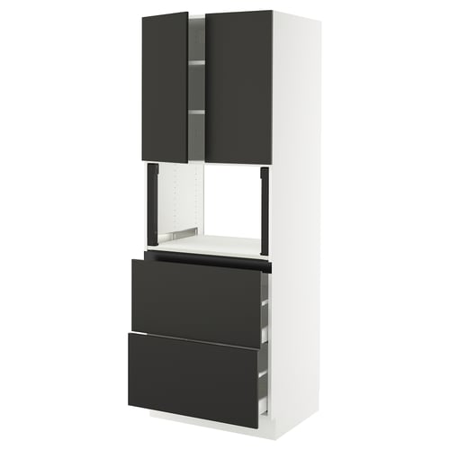 SEKTION kitchen unit: sleek black and white, modern design, two drawers, two cabinets.