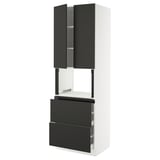 SEKTION / MAXIMERA Hi cb f micro w 2 drawers/2 doors, white/Nickebo matte anthracite, 30x24x90 "