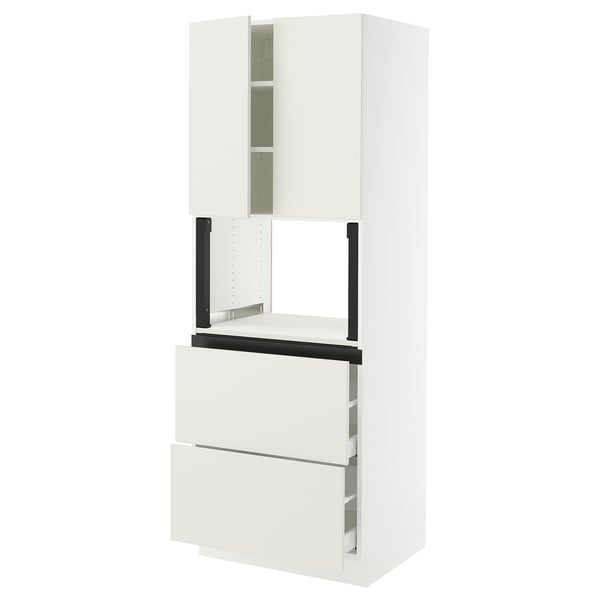 SEKTION / MAXIMERA Hi cb f micro w 2 drawers/2 doors, white/Veddinge white, 30x24x80 "