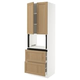 SEKTION / MAXIMERA Hi cb f micro w 2 drawers/2 doors, white/Vedhamn oak, 30x24x90 "