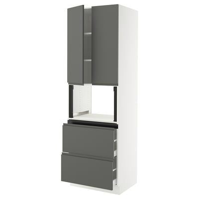 SEKTION / MAXIMERA Hi cb f micro w 2 drawers/2 doors, white/Voxtorp dark gray, 30x24x90 "