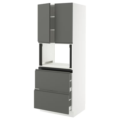 SEKTION / MAXIMERA Hi cb f micro w 2 drawers/2 doors, white/Voxtorp dark gray, 30x24x80 "