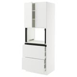 SEKTION / MAXIMERA Hi cb f micro w 2 drawers/2 doors, white/Voxtorp matte white, 30x24x80 "
