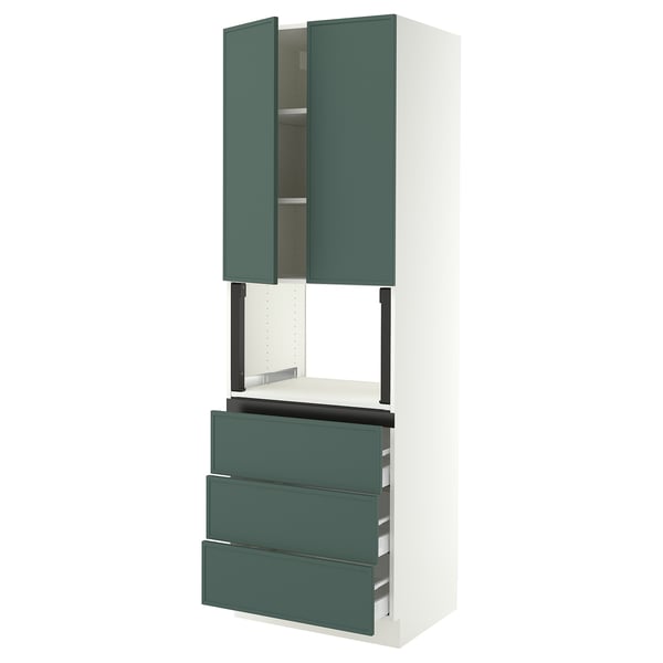 SEKTION / MAXIMERA Hi cb f micro w 3 drawers/2 doors, white/Aspudden dark gray-green, 30x24x90 "